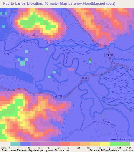 Puerto Larrea,Ecuador Elevation Map