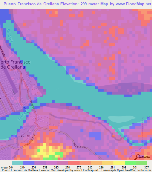 Puerto Francisco de Orellana,Ecuador Elevation Map