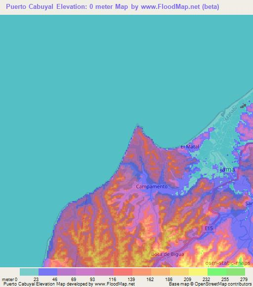 Puerto Cabuyal,Ecuador Elevation Map