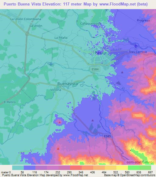 Puerto Buena Vista,Ecuador Elevation Map