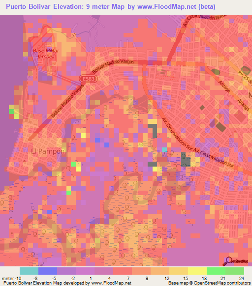 Puerto Bolivar,Ecuador Elevation Map