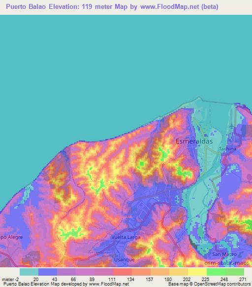 Puerto Balao,Ecuador Elevation Map