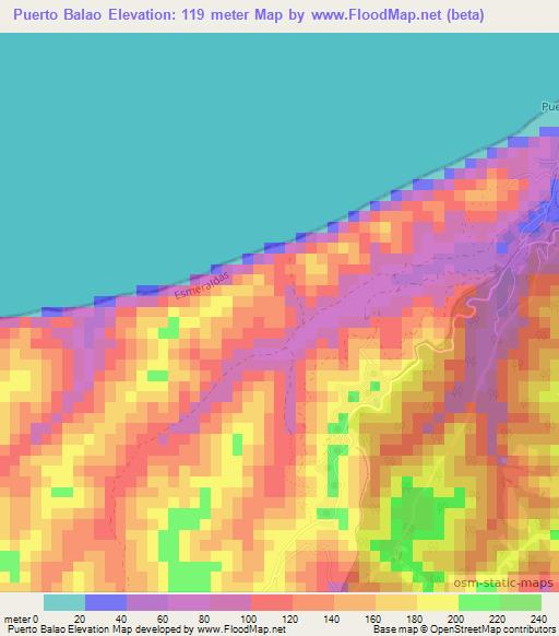 Puerto Balao,Ecuador Elevation Map