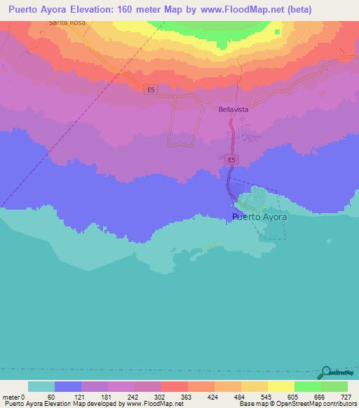 Puerto Ayora,Ecuador Elevation Map