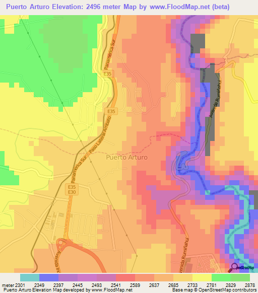 Puerto Arturo,Ecuador Elevation Map