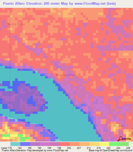 Puerto Alfaro,Ecuador Elevation Map