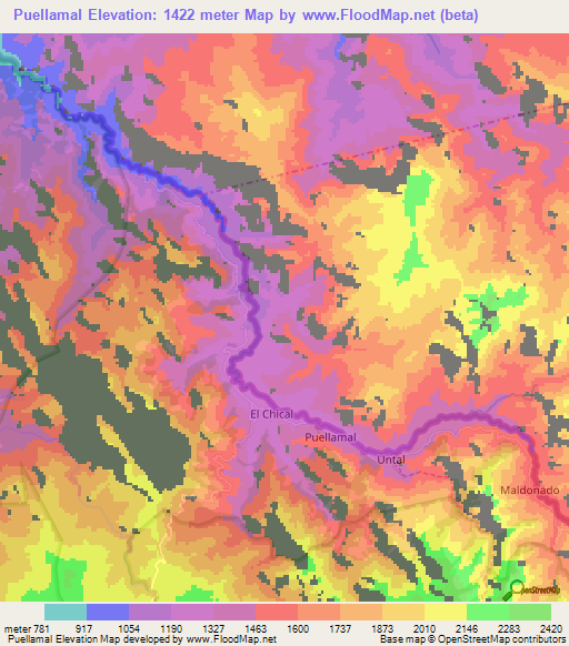 Puellamal,Ecuador Elevation Map