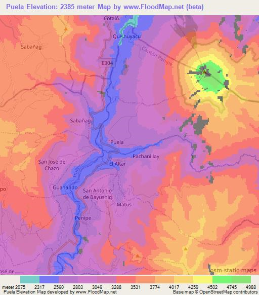 Puela,Ecuador Elevation Map