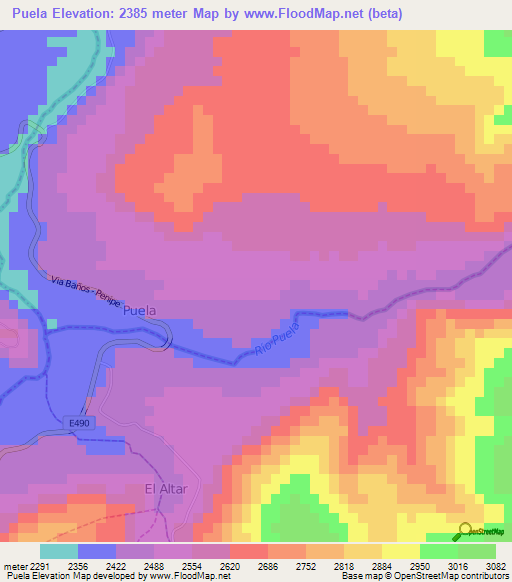 Puela,Ecuador Elevation Map