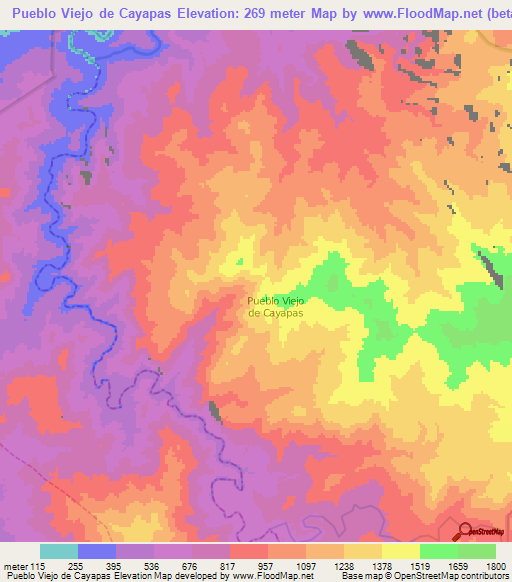 Pueblo Viejo de Cayapas,Ecuador Elevation Map