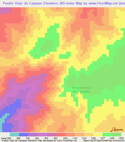 Pueblo Viejo de Cayapas,Ecuador Elevation Map