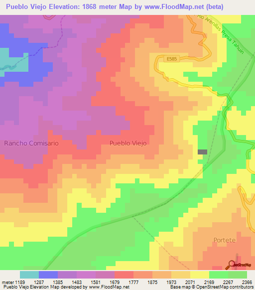 Pueblo Viejo,Ecuador Elevation Map