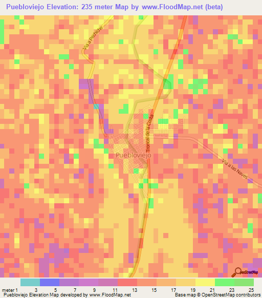 Puebloviejo,Ecuador Elevation Map