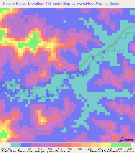 Pueblo Nuevo,Ecuador Elevation Map