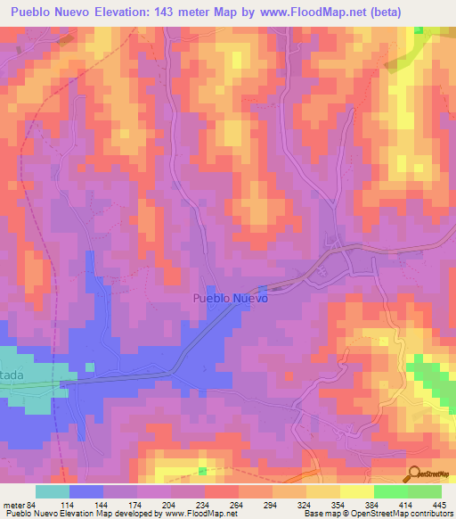 Pueblo Nuevo,Ecuador Elevation Map