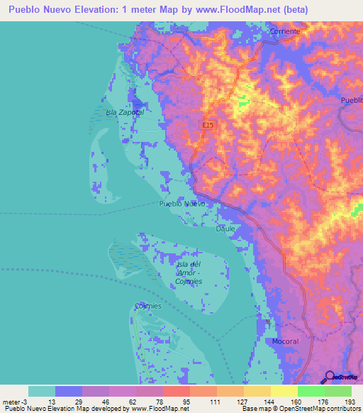 Pueblo Nuevo,Ecuador Elevation Map