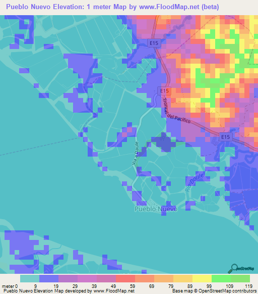 Pueblo Nuevo,Ecuador Elevation Map