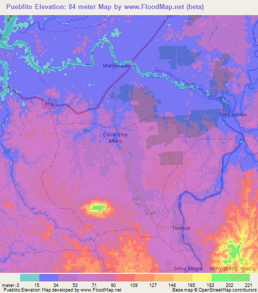 Pueblito,Ecuador Elevation Map