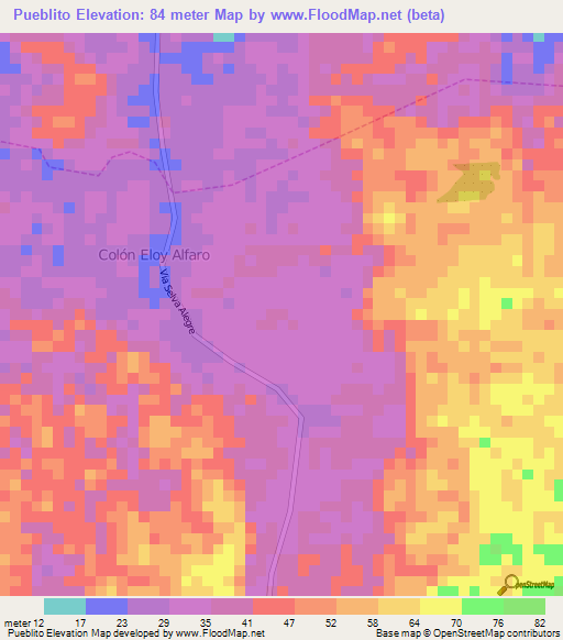 Pueblito,Ecuador Elevation Map