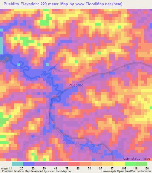 Pueblito,Ecuador Elevation Map