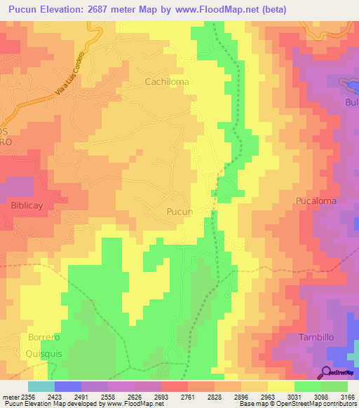 Pucun,Ecuador Elevation Map