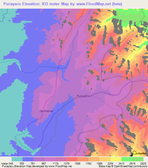 Pucayacu,Ecuador Elevation Map