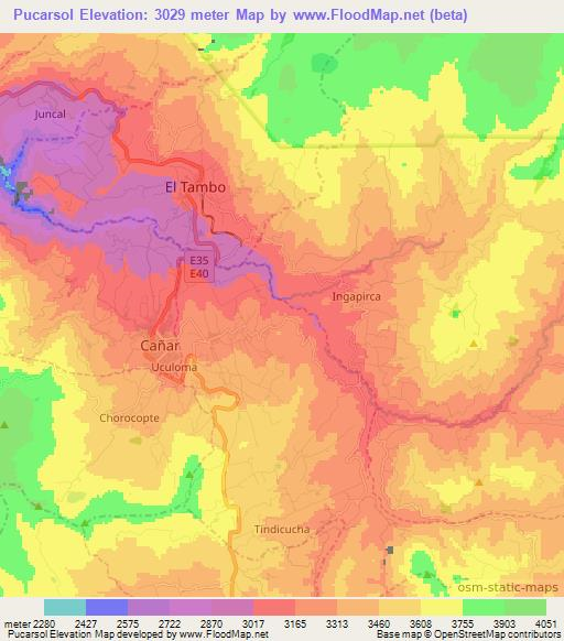 Pucarsol,Ecuador Elevation Map