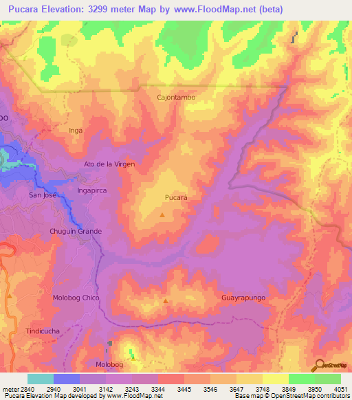 Pucara,Ecuador Elevation Map