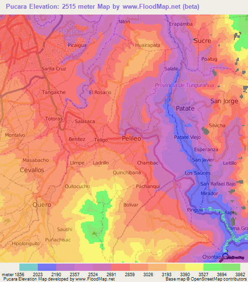 Pucara,Ecuador Elevation Map