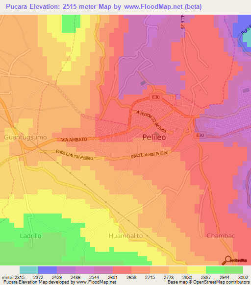 Pucara,Ecuador Elevation Map