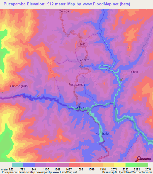 Pucapamba,Ecuador Elevation Map