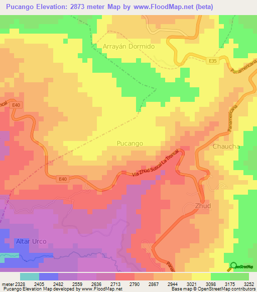 Pucango,Ecuador Elevation Map