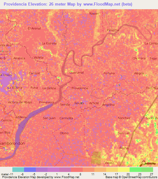 Providencia,Ecuador Elevation Map