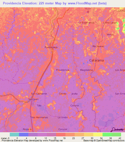 Providencia,Ecuador Elevation Map