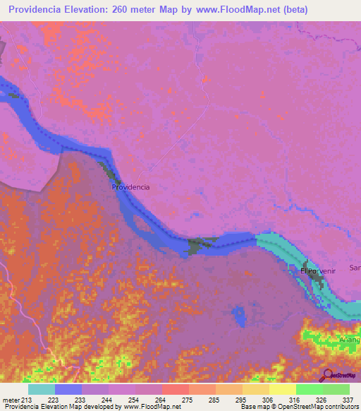 Providencia,Ecuador Elevation Map