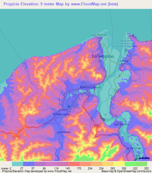 Propicia,Ecuador Elevation Map