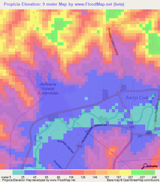 Propicia,Ecuador Elevation Map