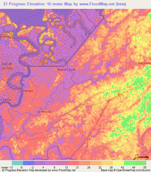El Progreso,Ecuador Elevation Map