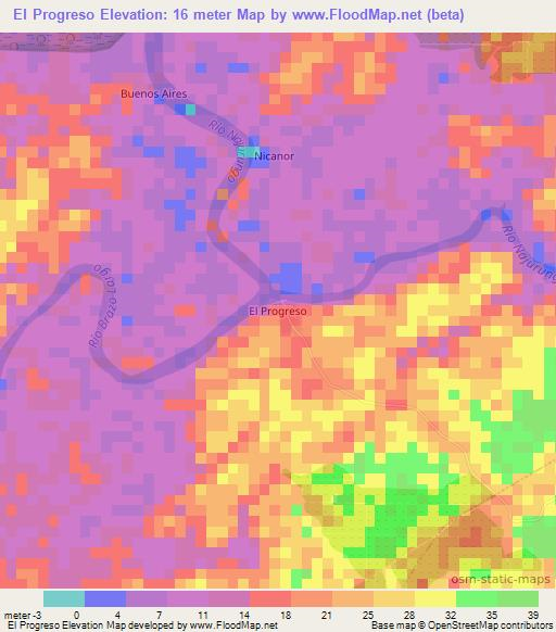 El Progreso,Ecuador Elevation Map