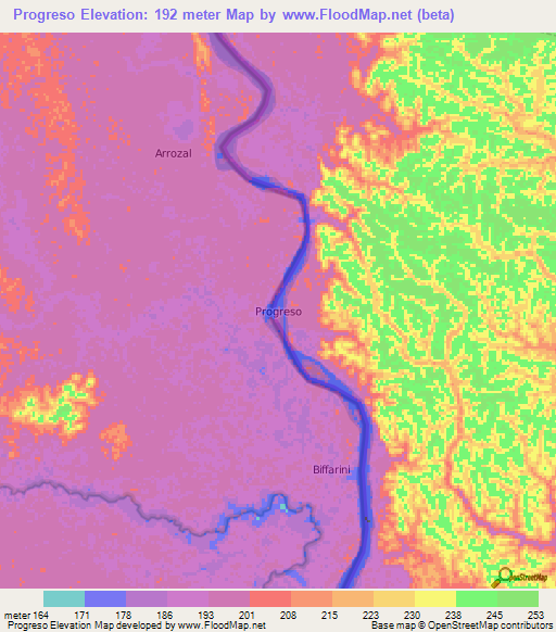 Progreso,Ecuador Elevation Map