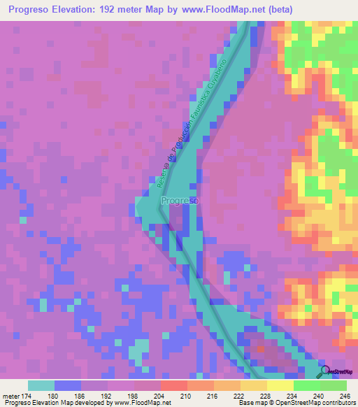 Progreso,Ecuador Elevation Map