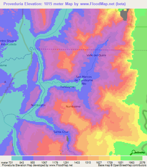 Proveduria,Ecuador Elevation Map