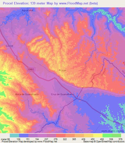 Procel,Ecuador Elevation Map