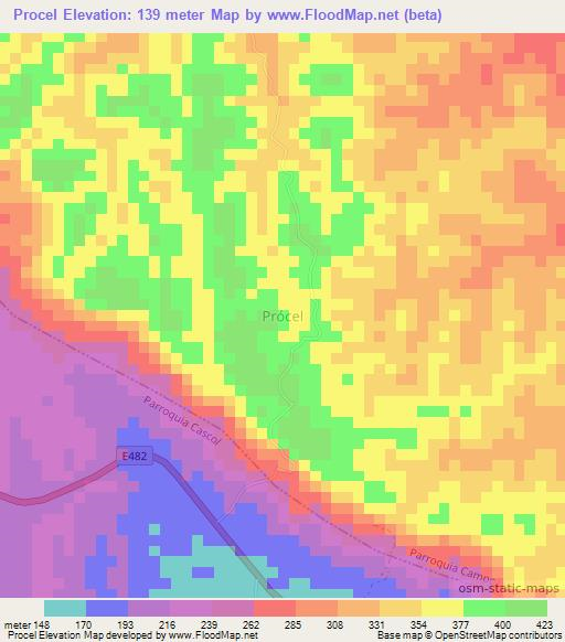 Procel,Ecuador Elevation Map