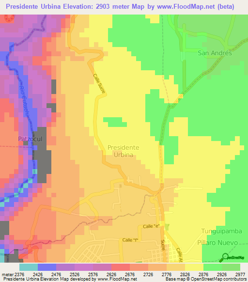 Presidente Urbina,Ecuador Elevation Map