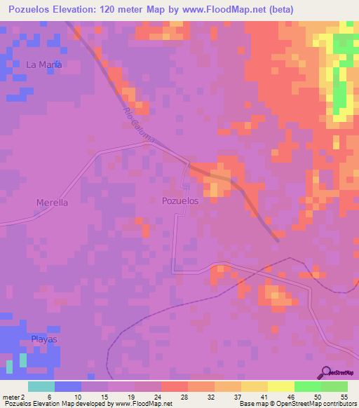 Pozuelos,Ecuador Elevation Map