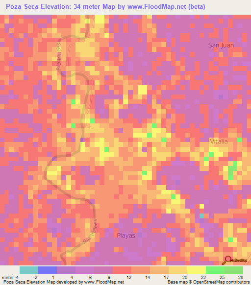 Poza Seca,Ecuador Elevation Map