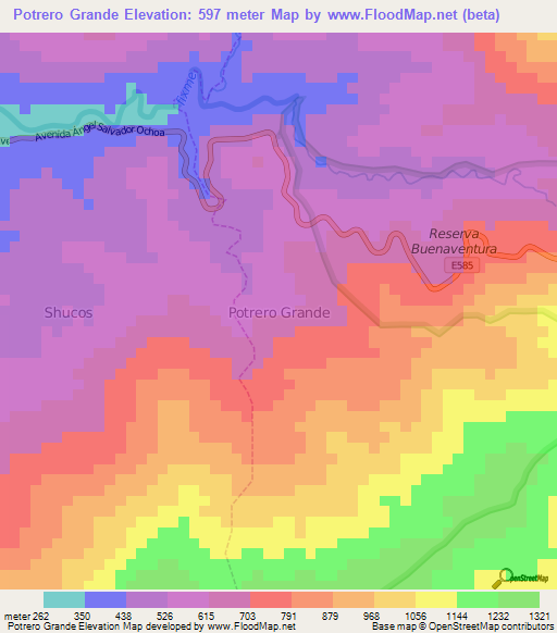 Potrero Grande,Ecuador Elevation Map