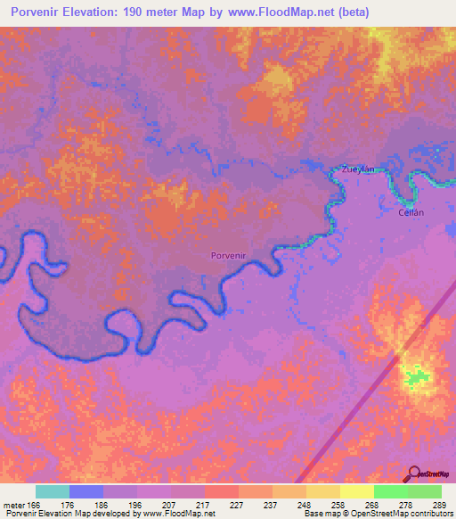 Porvenir,Ecuador Elevation Map