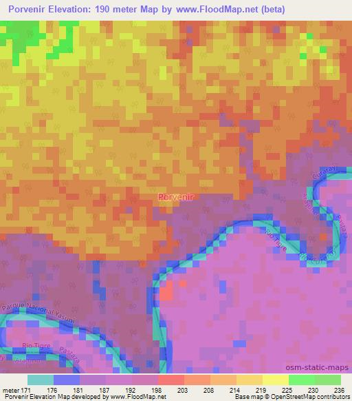 Porvenir,Ecuador Elevation Map